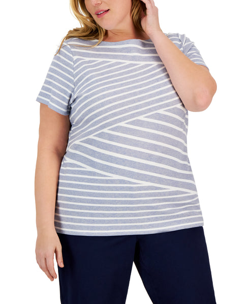 Plus Size Callie Asymmetric Striped Top